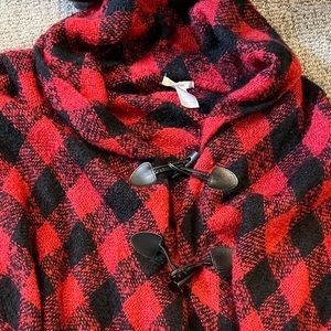 Red & black poncho